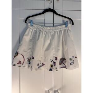 Vtg Head Tennis Skirt White Athletic Skirt Paisley Trim Elastic Waist Activewear